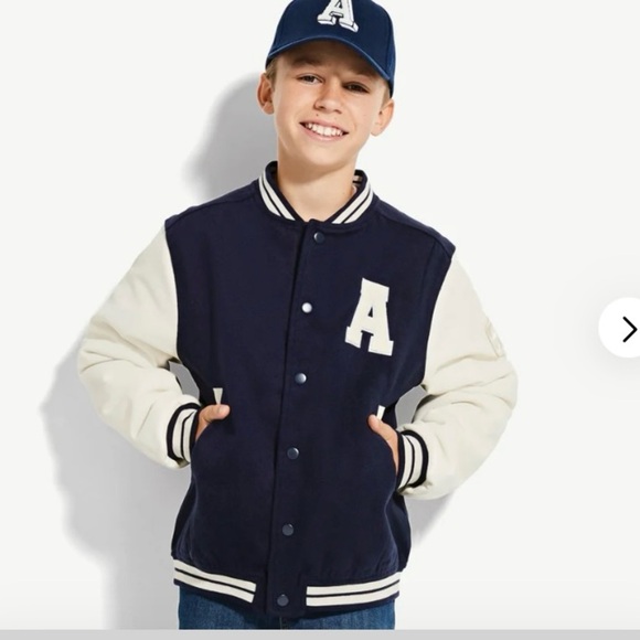 Survival Gear Boys Blue&White Varsity Bomber Jacket-US 10 - Picture 1 of 12